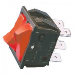 Interruttore doppio luminoso rosso 6 faston f029