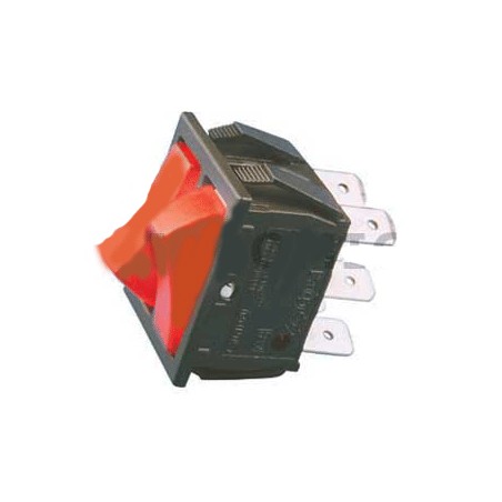 Interruttore doppio luminoso rosso 6 faston f029