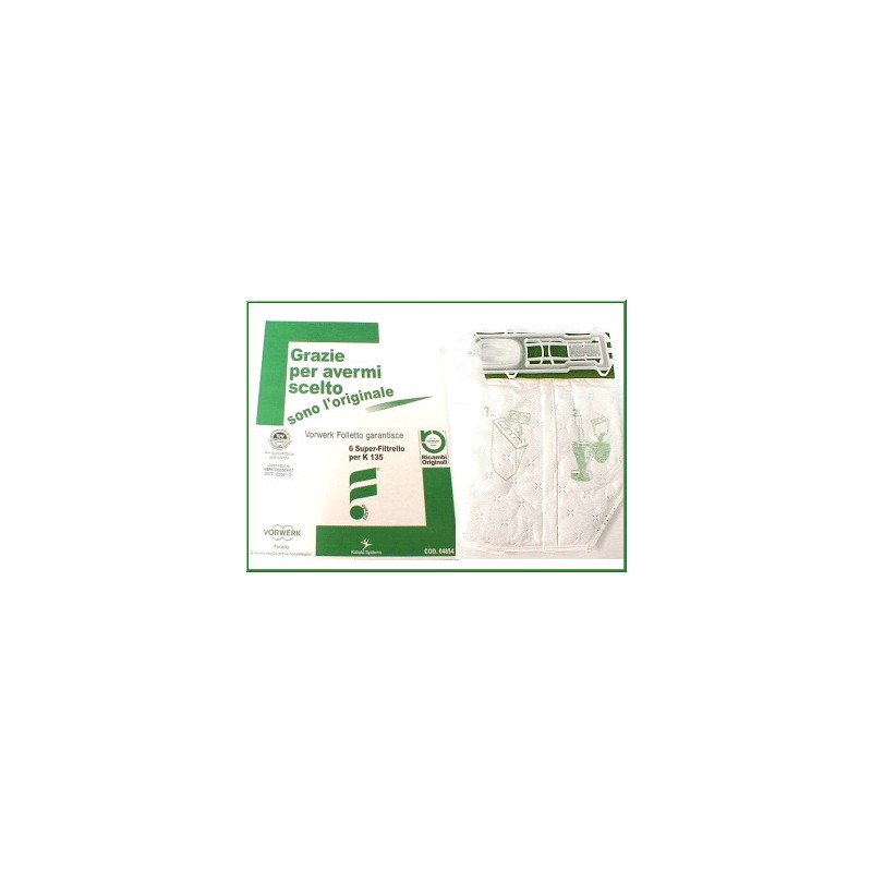 Sacchetto aspirapolvere vk135 6pz originale folletto 