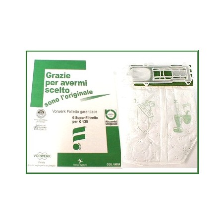 Sacchetto aspirapolvere vk135 6pz originale folletto 
